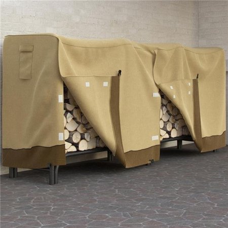 DURA COVERS Dura Covers LRFP5502 Fade Proof Tan Heavy Duty 8 ft. Water Resistant Firewood Log Rack Cover LRFP5502